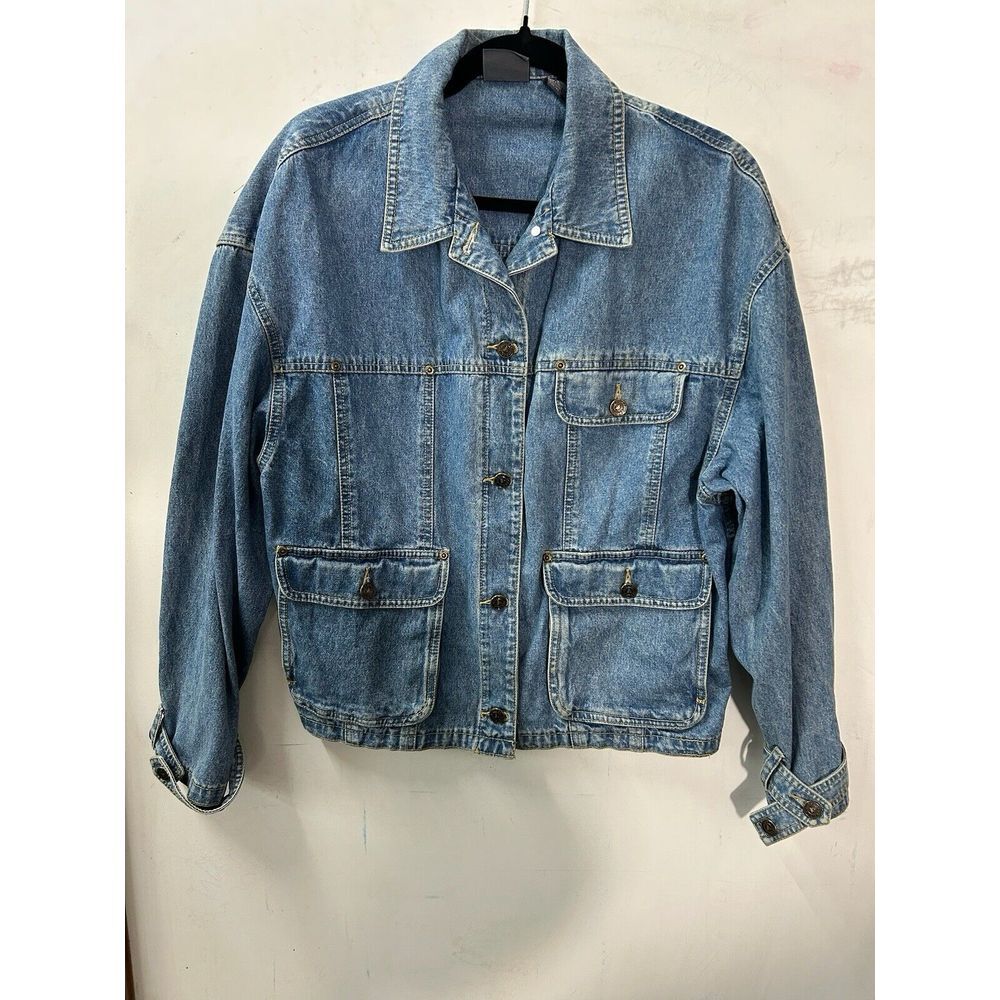 Vintage LizWear Denim Jacket Womens M Y2K Barn 90's Trucker Pockets Grunge